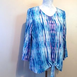 Chico’s Tie-Front Tie-Dye Bell Sleeve Tee